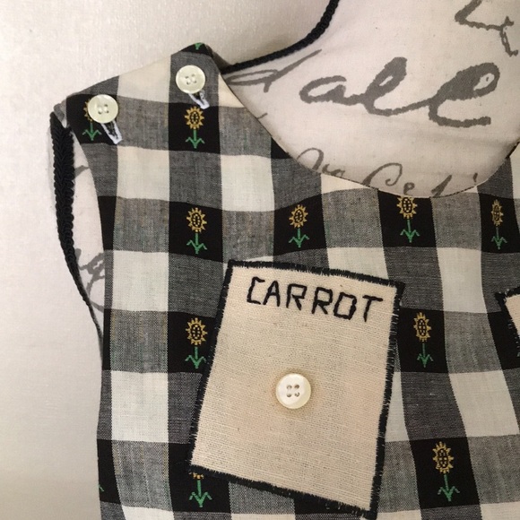 Rare Vintage Handmade Sunflower Tea Pot Cotton Gingham Calico Embroidered Dress - Picture 9 of 14